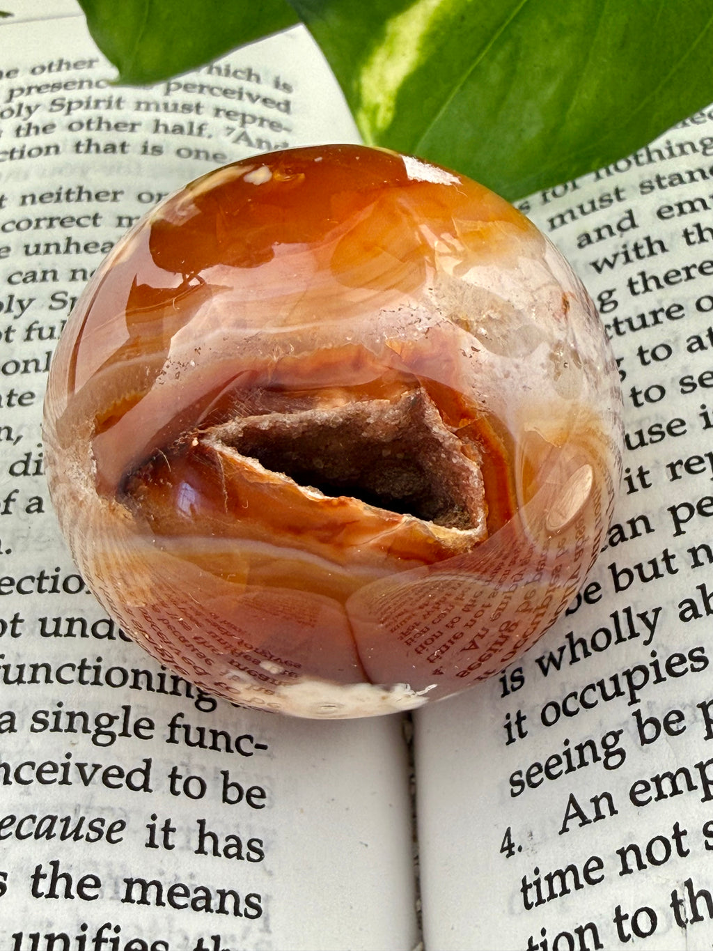 Carnelian Sphere showing druzy on top
