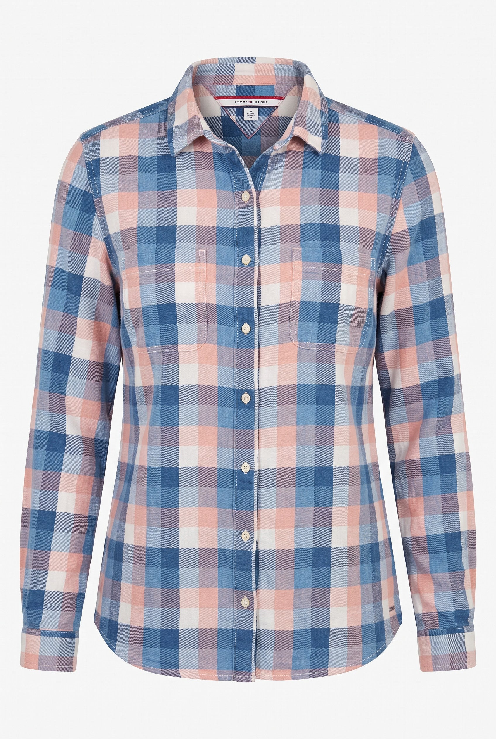 100% Cotton Tommy Hilfiger Plaid Shirt | Size M on white background