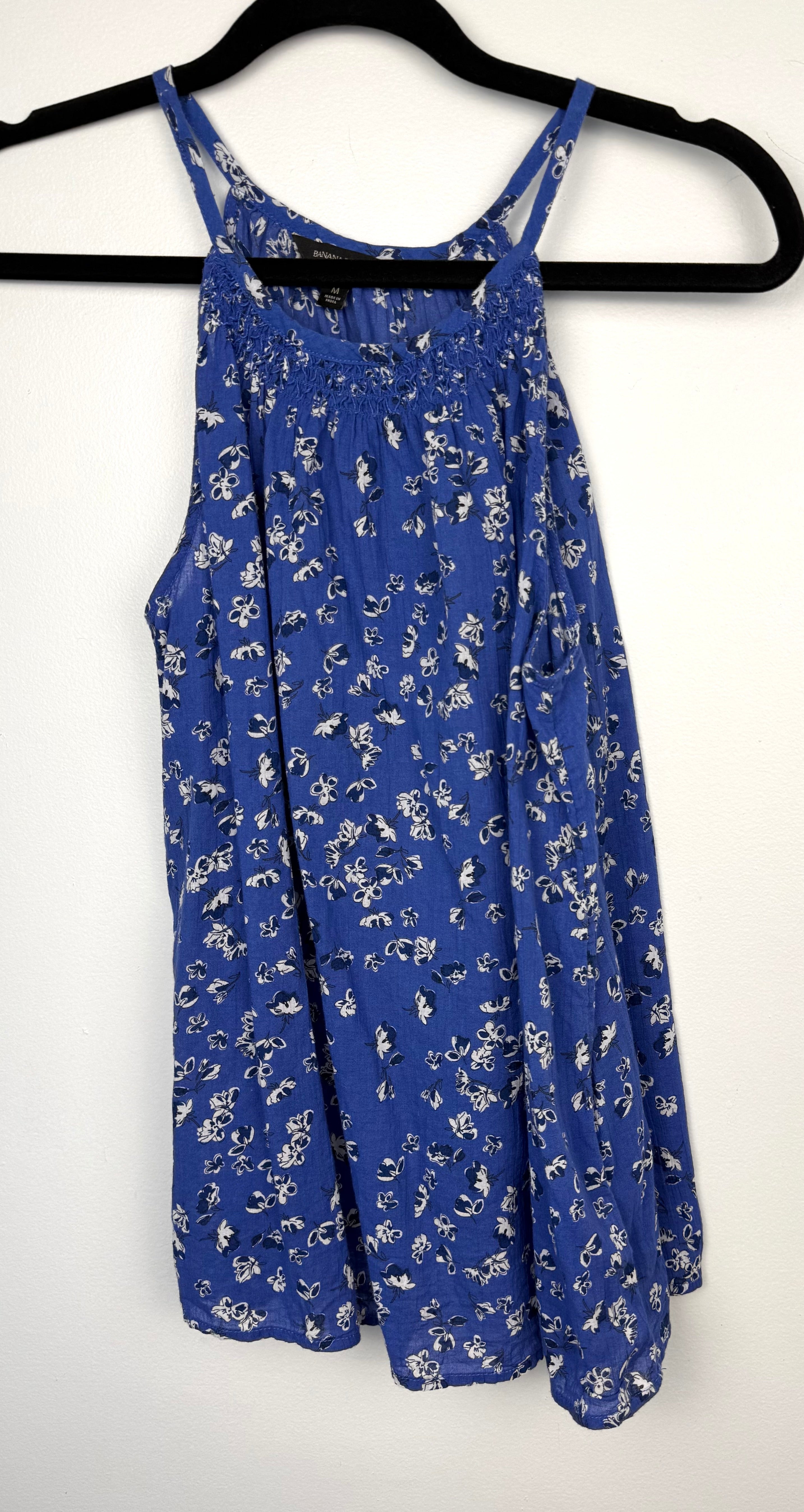 100% Cotton Banana Republic Floral Tank Top at Blue Sparrow Shop on hanger