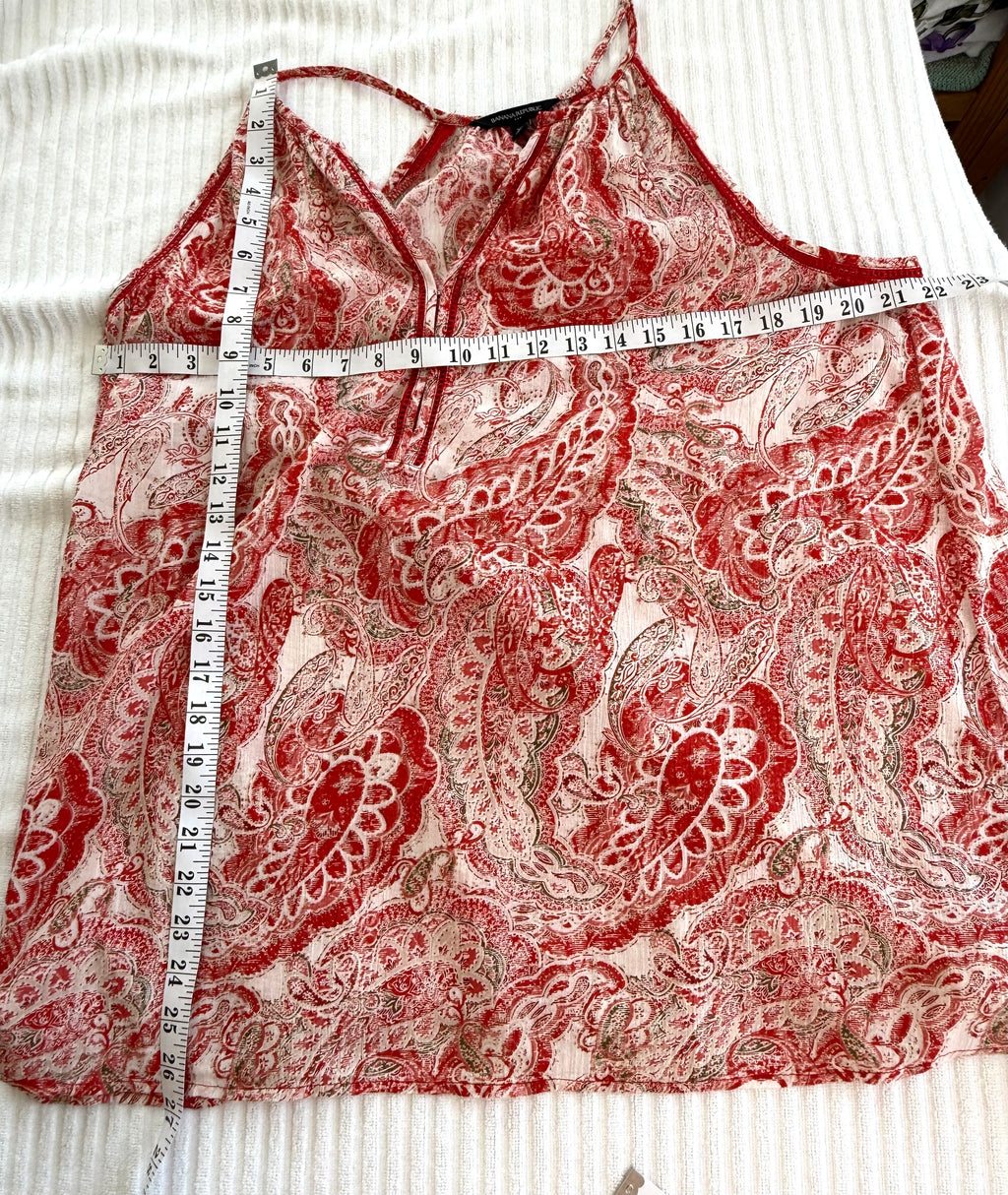 100% Cotton Banana Republic Paisley Tank Top | Boho Summer Blouse | XL at Blue Sparrow Shop measuring 44" bust and 27" shoulder to hem