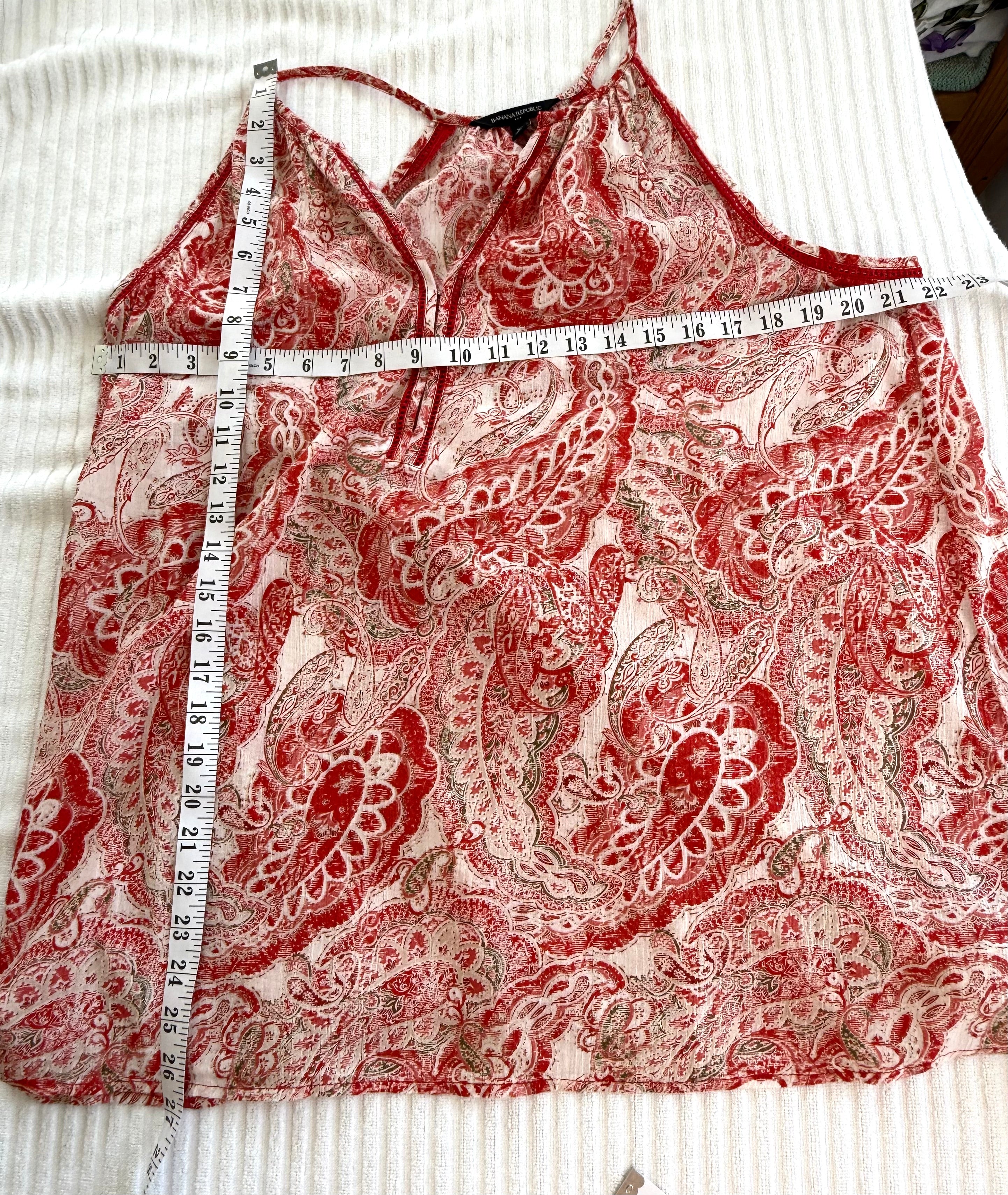 100% Cotton Banana Republic Paisley Tank Top | Boho Summer Blouse | XL at Blue Sparrow Shop measuring 44" bust and 27" shoulder to hem