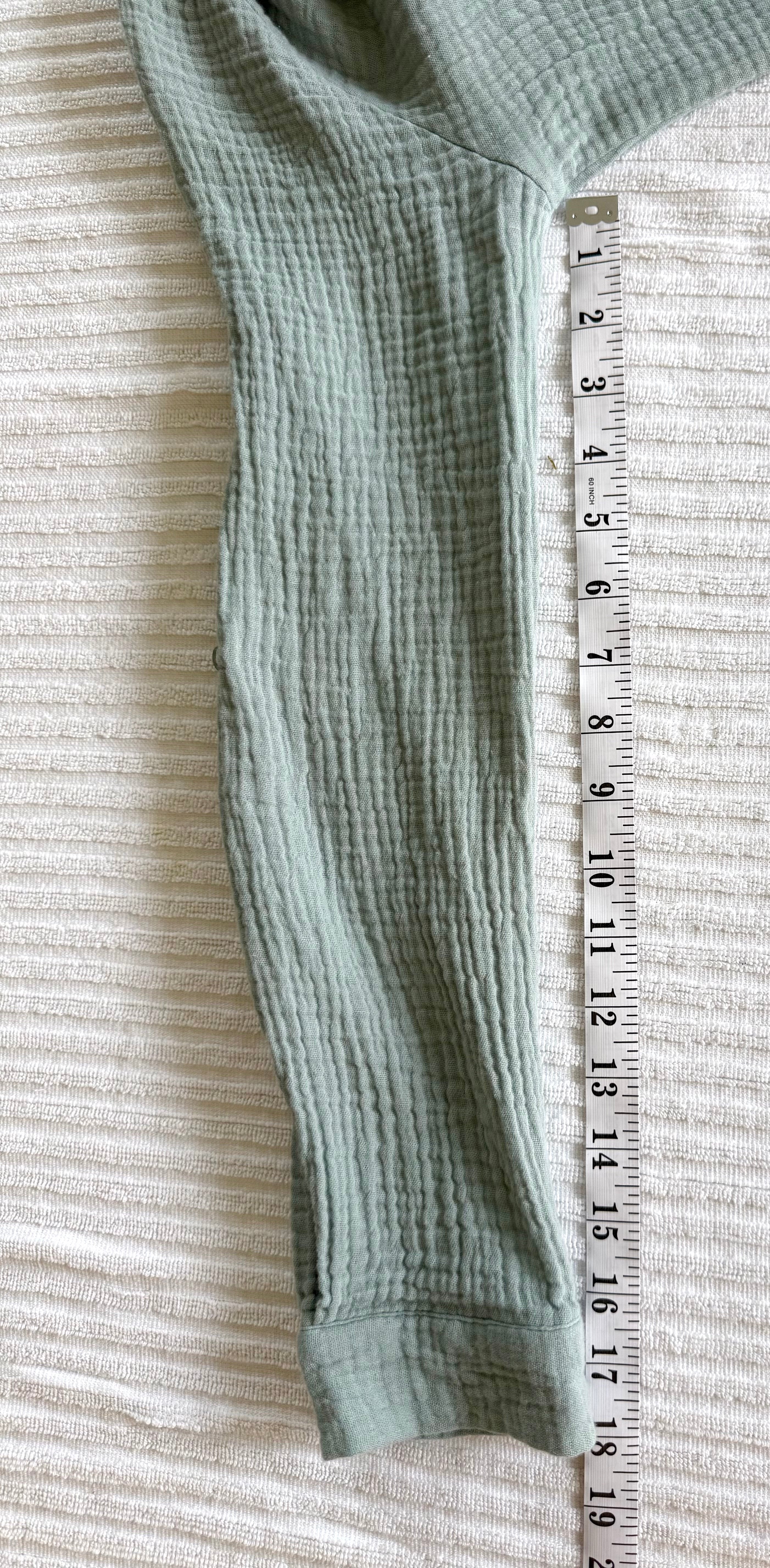 100% Cotton Button Front Shirt | Size S at Blue Sparrow Shop measuring 18" sleeve