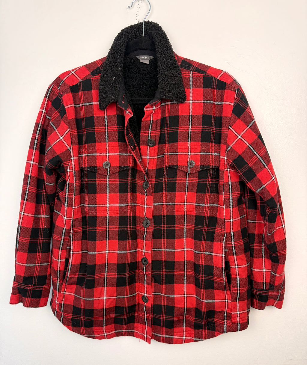 100% Cotton Eddie Bauer Lined Fall Sherpa Jacket | Size M Petite  on hanger