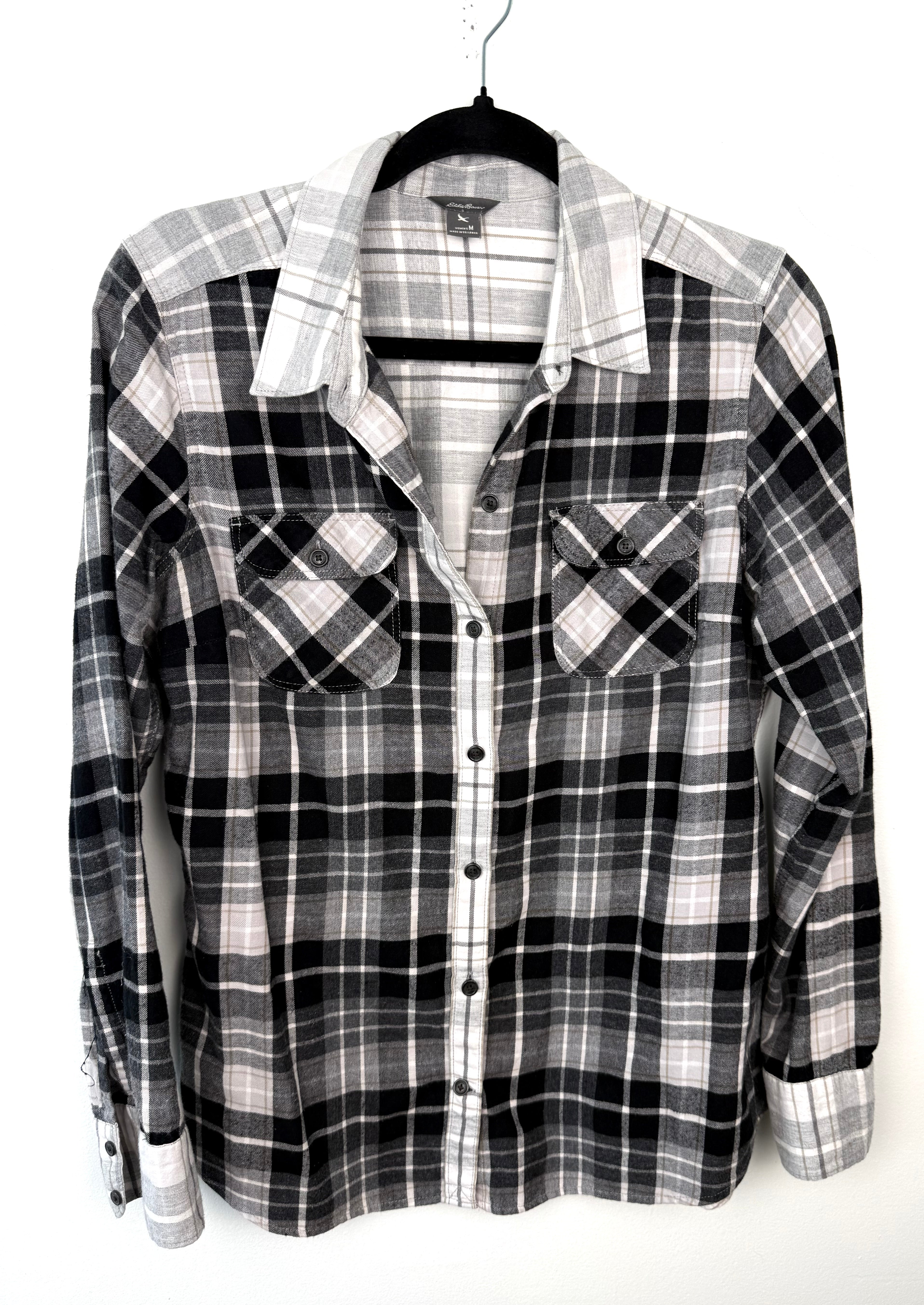 100% Cotton Eddie Bauer Plaid Shirt | Size M on hanger