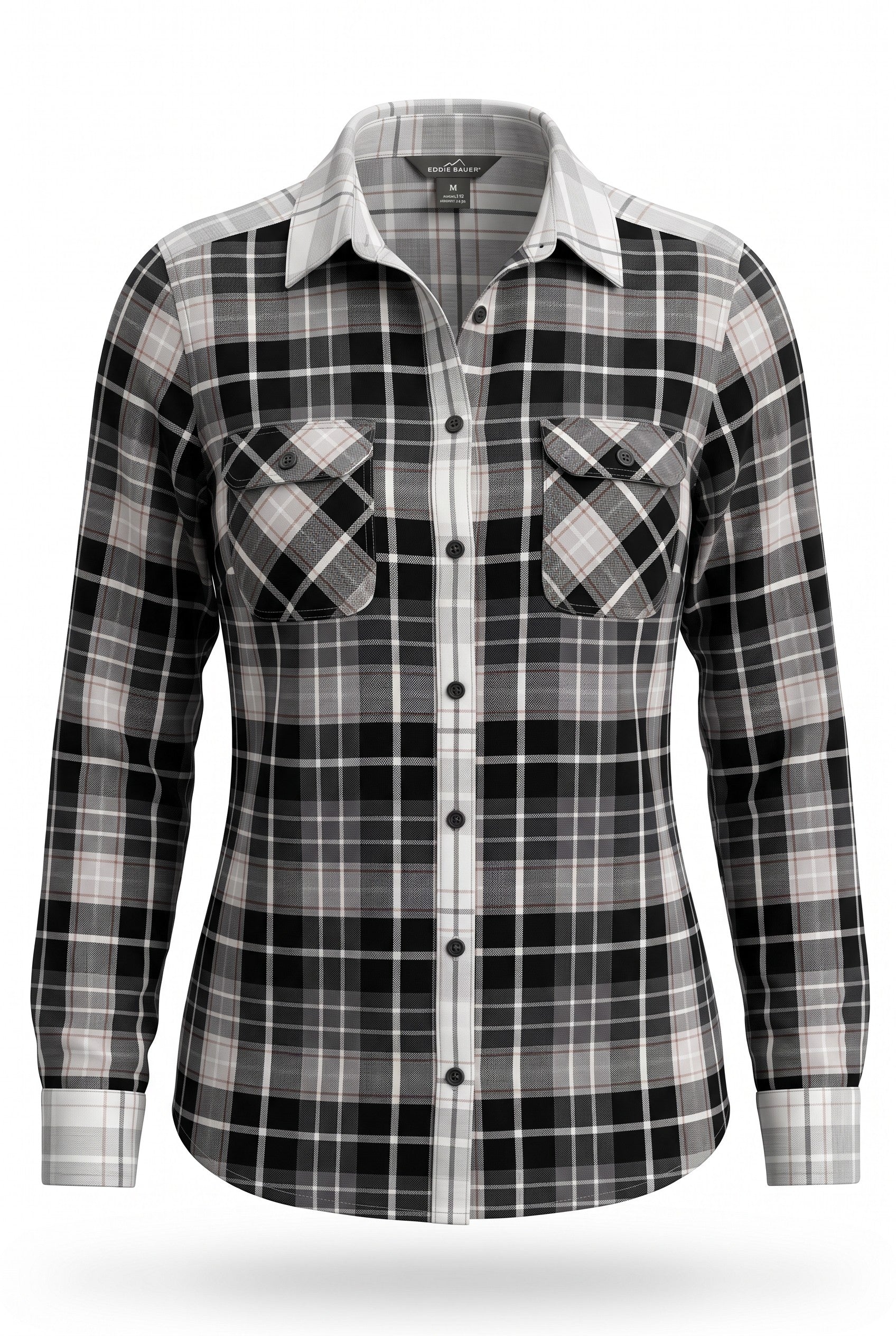 100% Cotton Eddie Bauer Plaid Shirt | Size M on white background