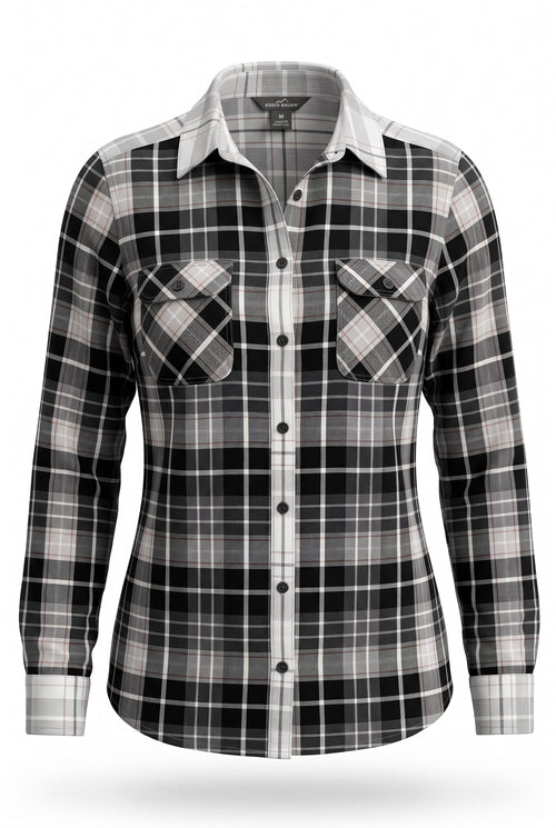 100% Cotton Eddie Bauer Plaid Shirt | Size M on white background