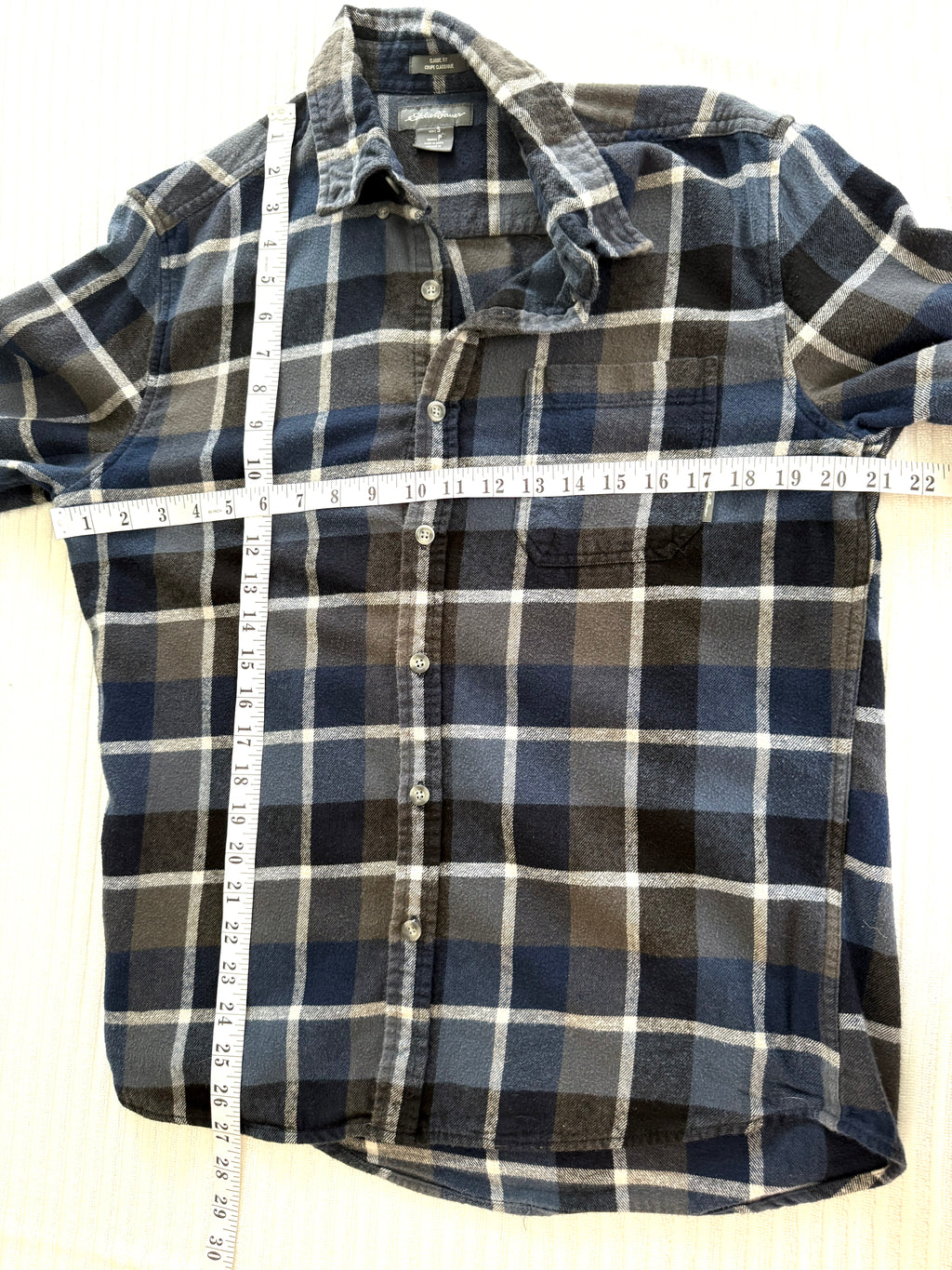 100% Cotton Eddie Bauer Plaid Shirt | Size S mens measuring 42" bust and 27" length