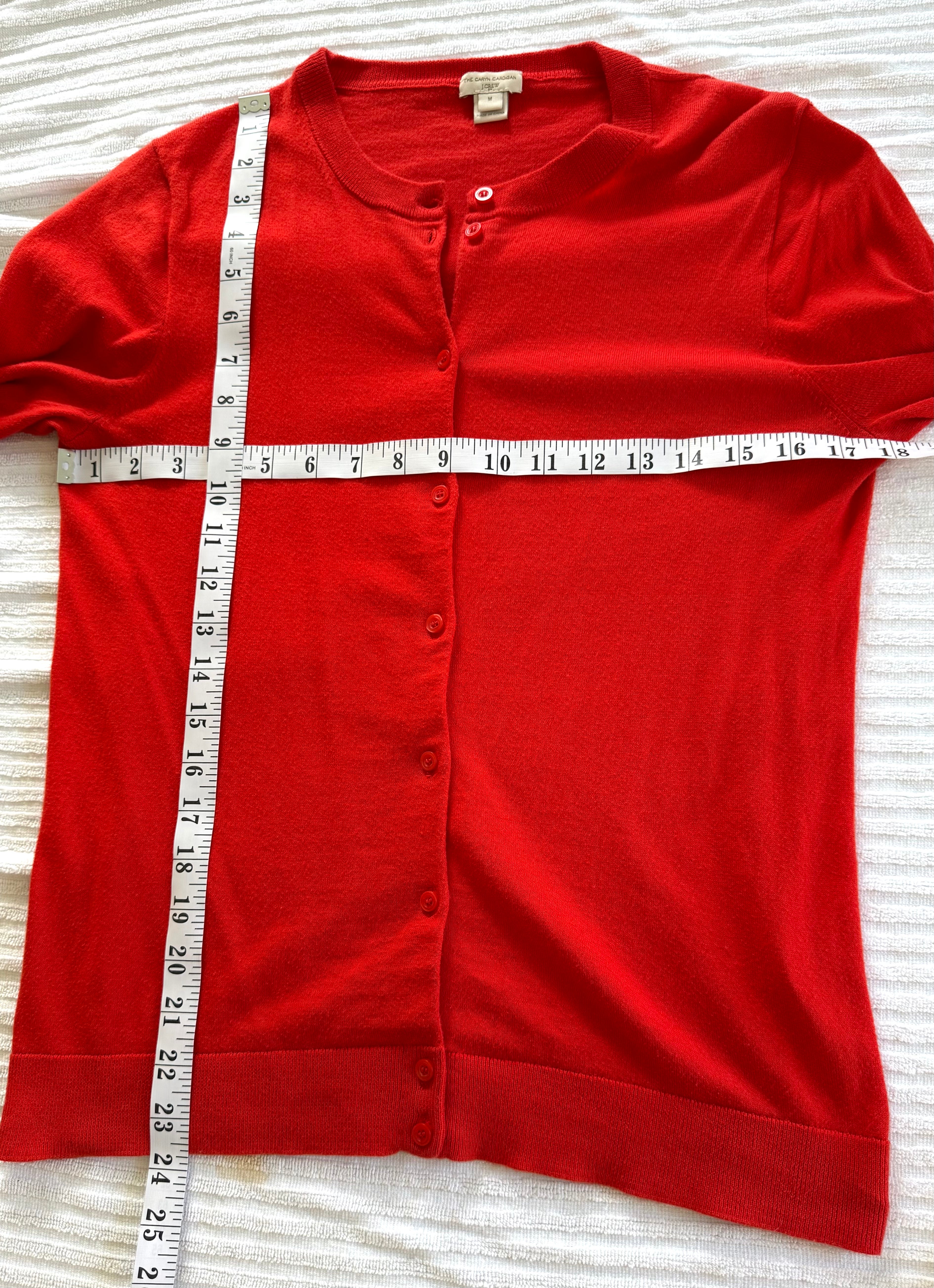 100% Cotton J.CREW Caryn Cardigan | Size M at Blue Sparrow Shop measuring 36" bust and 24" length 