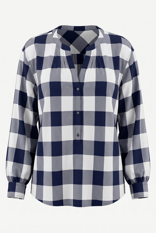100% Cotton J Crew Buffalo Plaid Top | Size L on white background