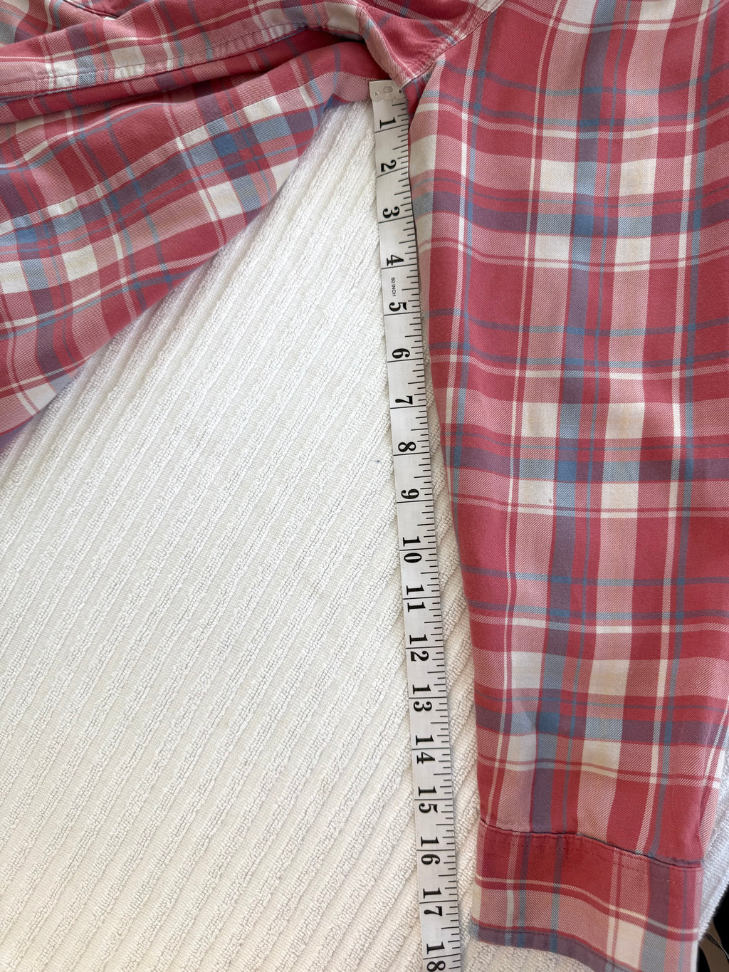 100% Cotton LL Bean Plaid Shirt | Size S measuring 18" sleeve