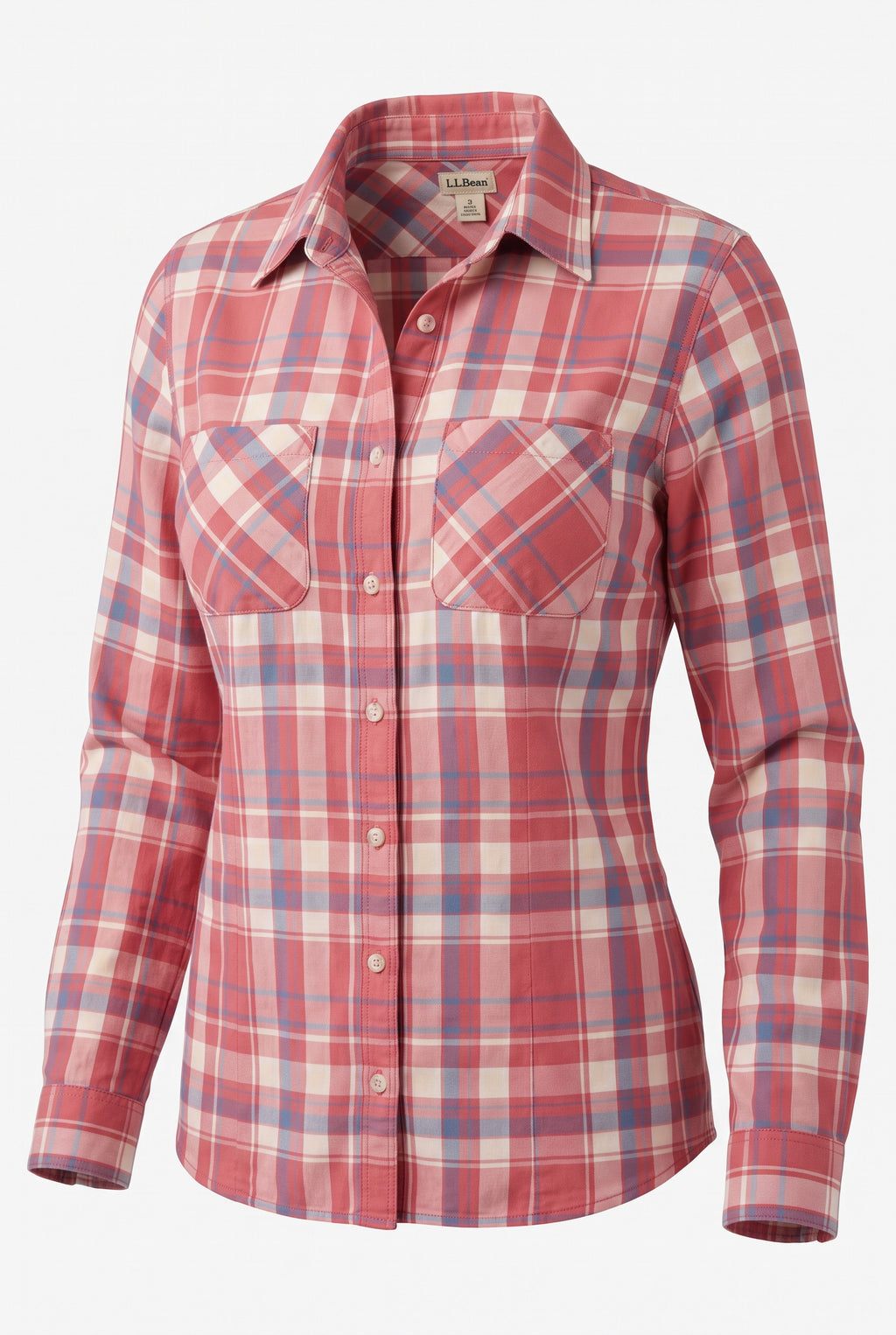 100% Cotton LL Bean Plaid Shirt | Size S on white background