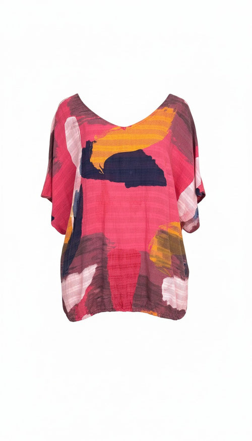 100% Cotton Made in Italy Abstract Art Top | One Size at Blue Sparrow Shop