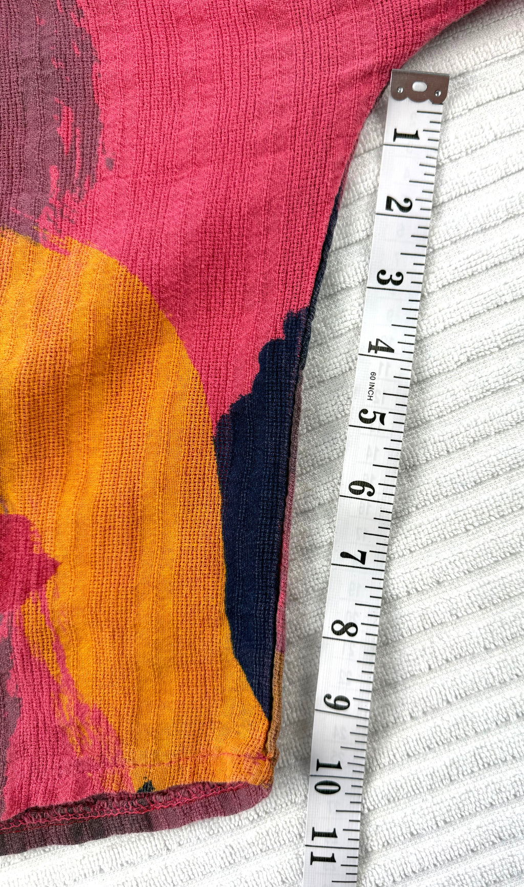 100% Cotton Made in Italy Abstract Art Top | One Size at Blue Sparrow Shop measuring 10" sleeve