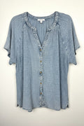 100% Cotton NWT Gauze Henley Top | Size 1X  at Blue Sparrow Shop