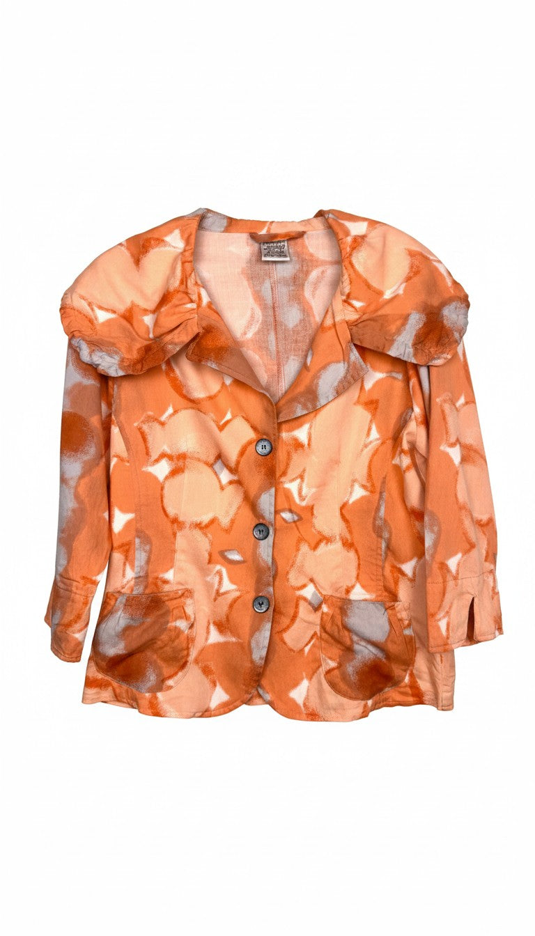 100% Cotton Parsley & Sage — Peach Abstract Floral Jacket, Size S at Blue Sparrow Shop Canadian Resale Reimagined 