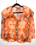100% Cotton Parsley & Sage — Peach Abstract Floral Jacket, Size S at Blue Sparrow Shop Canadian Resale Reimagined  on hanger