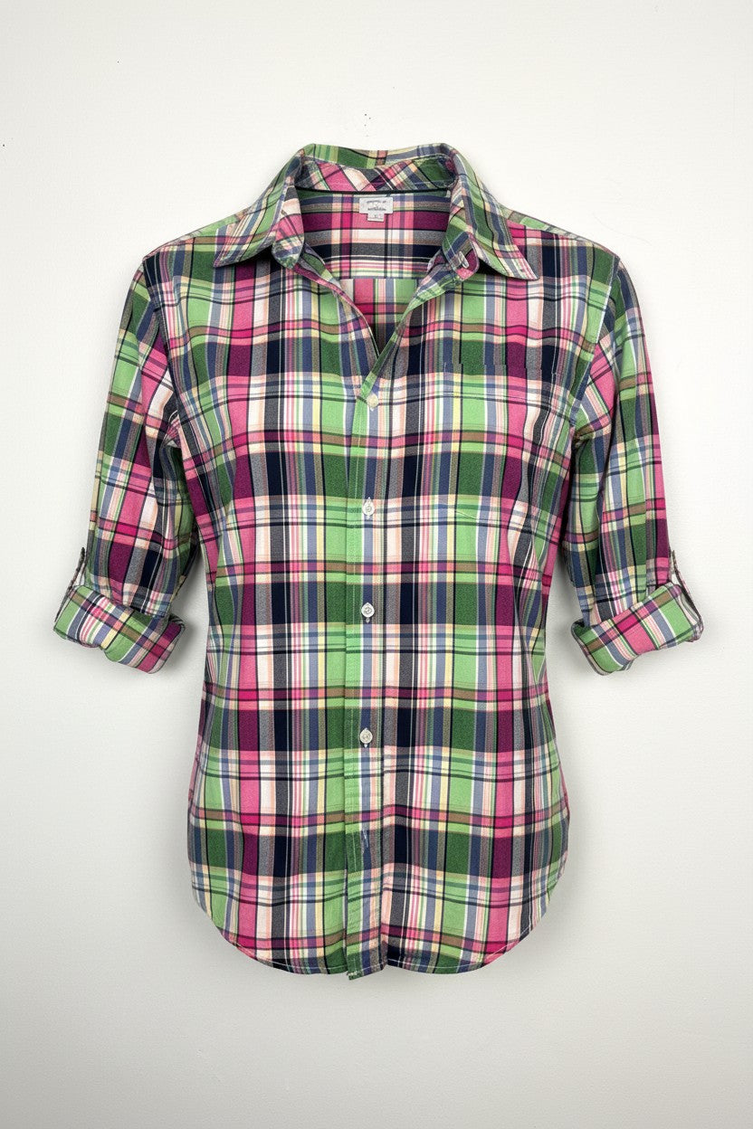 100% Cotton Plaid Button-Up Oversized Boyfriend Shirt | Gymboree | Size L at Blue Sparrow Shop