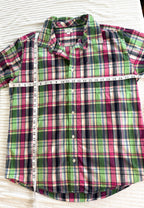100% Cotton Plaid Button-Up Oversized Boyfriend Shirt | Gymboree | Size L at Blue Sparrow Shop measuring 46" bust and 28" length
