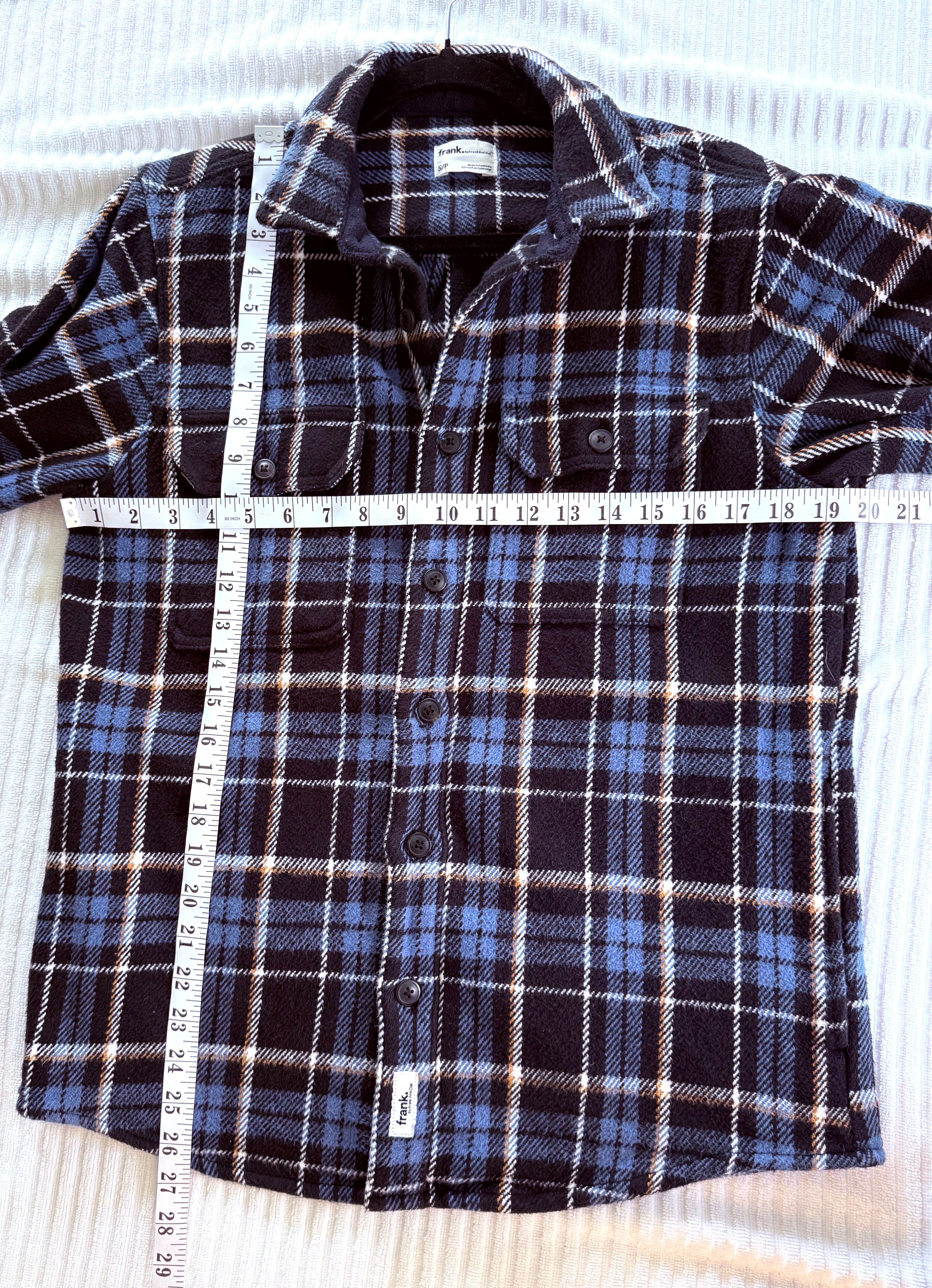 100% Cotton Plaid Jacket by Frank& Oak | Size S Mens measuring 40" bust and 27" length