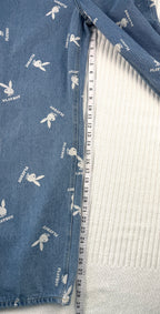 100% Cotton Playboy Bunny Print Wide Leg Jeans | Size 13 at Blue Sparrow Shop measuring 30" inseam
