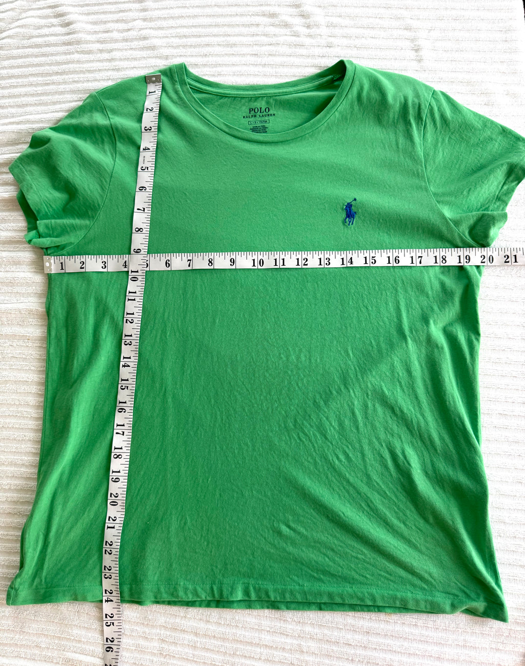 100% Cotton Polo Ralph Lauren Tee | Size L at Blue Sparrow Shop measuring 40" bust and 24" length