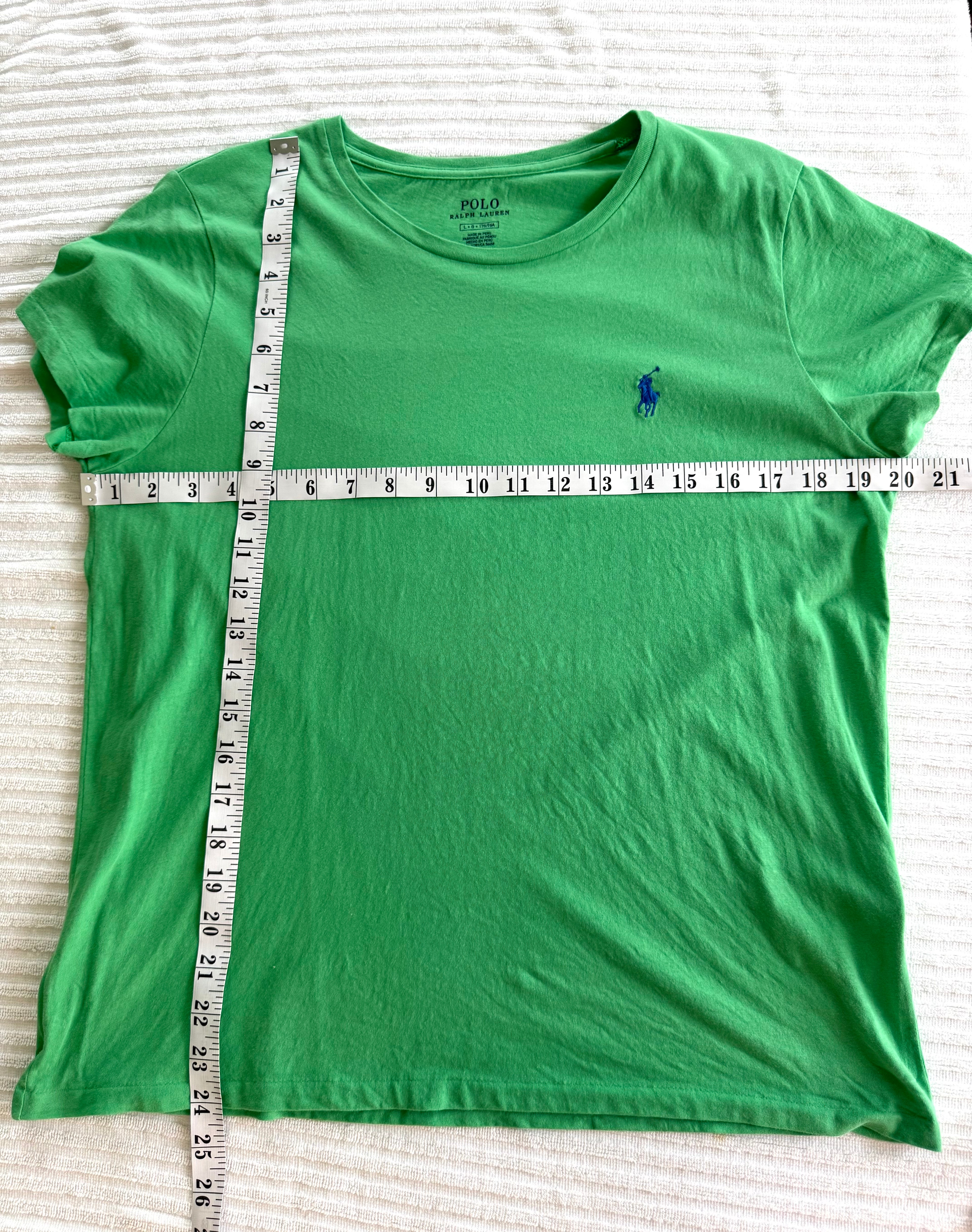 100% Cotton Polo Ralph Lauren Tee | Size L at Blue Sparrow Shop measuring 40" bust and 24" length
