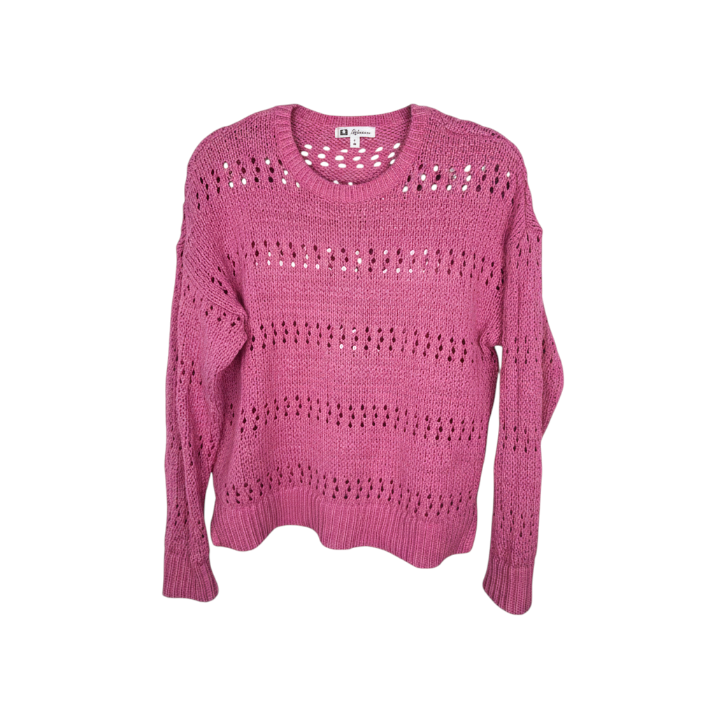 100% Cotton Reitmans  Pointelle Sweater in bubblegum pink at Blue Sparrow Shop - Canadian Resale Reimagined