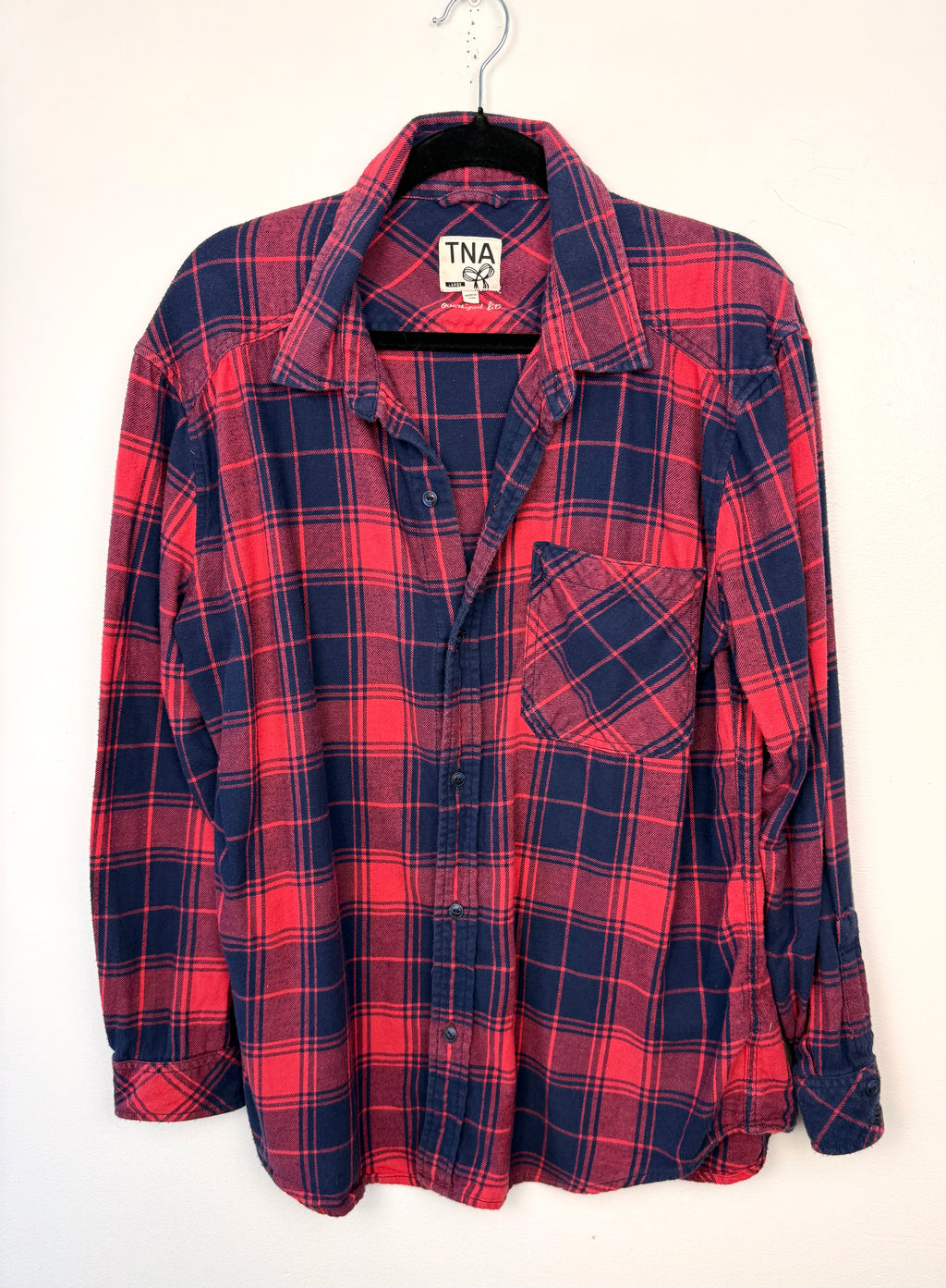 100% Cotton TNA Button Front Shirt | Size L on hanger