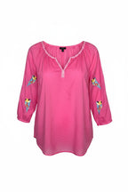 100% Cotton Talbots Embroidered Parrot Top| Size M at Blue Sparrow Shop on white background