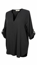 100% Cotton Tilley — Made in Canada Black Gauze V-Neck Tunic, Size S/P at Blue Sparrow Shop 