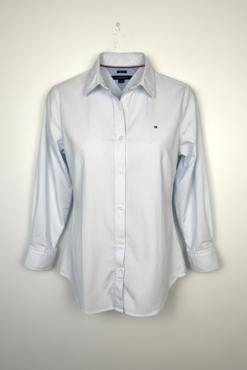 100% Cotton Tommy Hilfiger Classic Button Front Shirt | Size M on white background