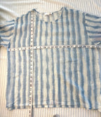 100% Cotton Watercolour Stripe Boxy Scoop Neck Top — Soft Blue & White | GG Jeans | Size XL at Blue Sparrow Shop measuring 46" bust and 25" shoulder to hem 