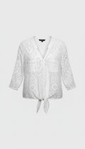 100% Cotton White Eyelet  Blouse | Size XL at Blue Sparrow Shop