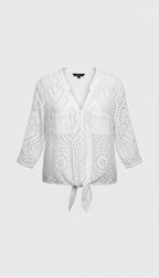 100% Cotton White Eyelet  Blouse | Size XL at Blue Sparrow Shop