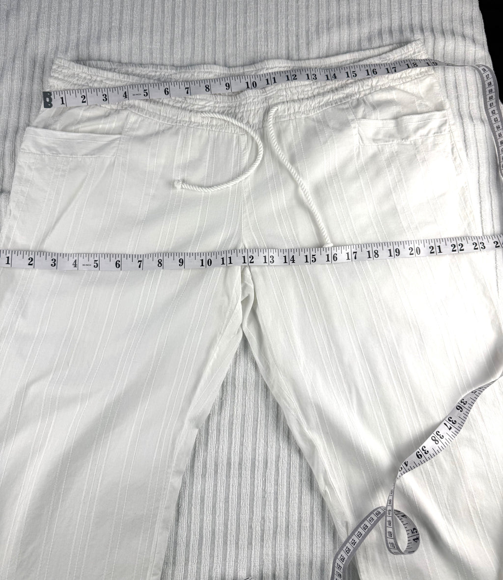 100% Cotton  Wide-Leg Beach Pants | Size XL  at Blue Sparrow Shop Resale  measuring 38" waist and 46" hips 