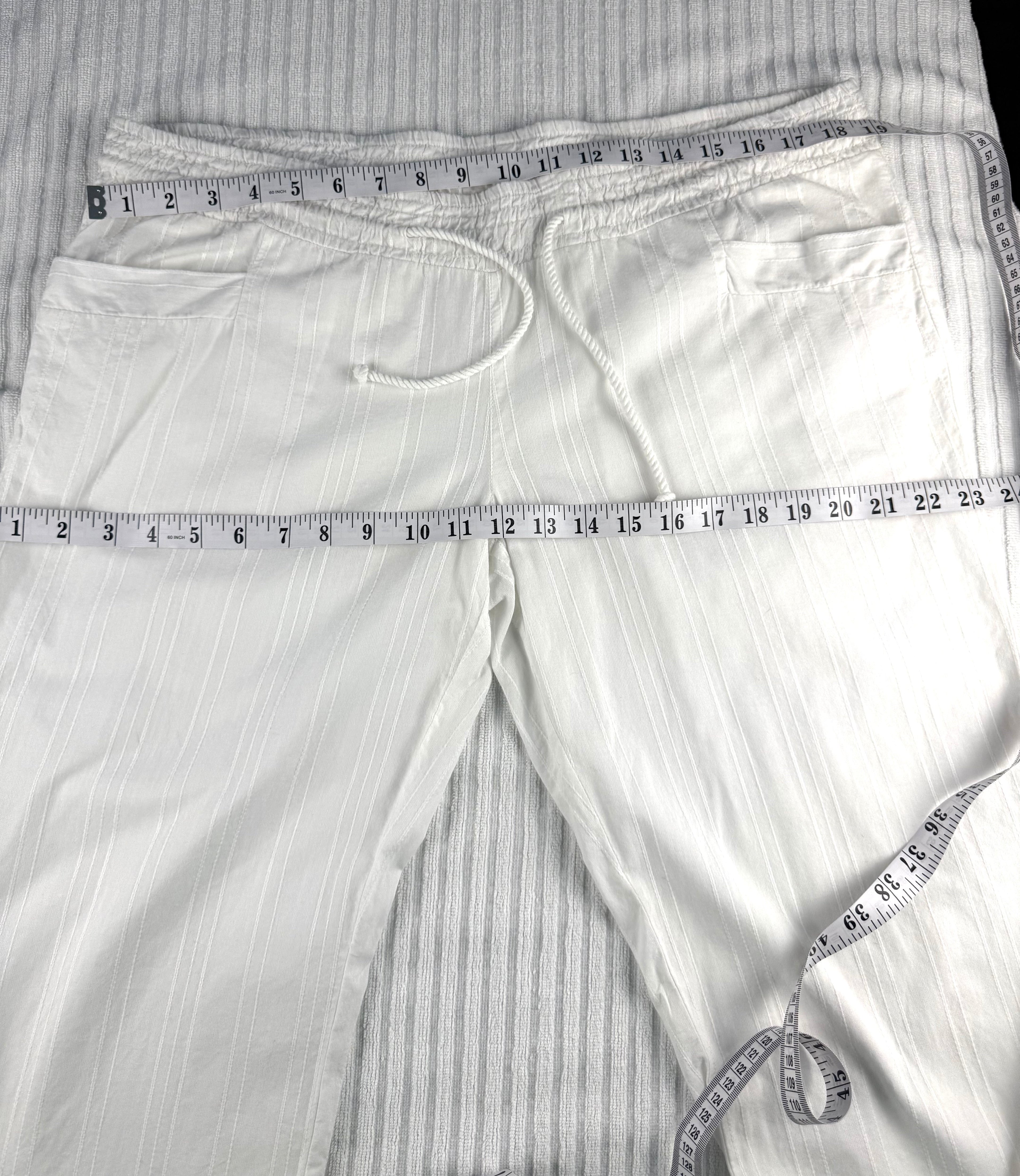 100% Cotton  Wide-Leg Beach Pants | Size XL  at Blue Sparrow Shop Resale  measuring 38" waist and 46" hips 