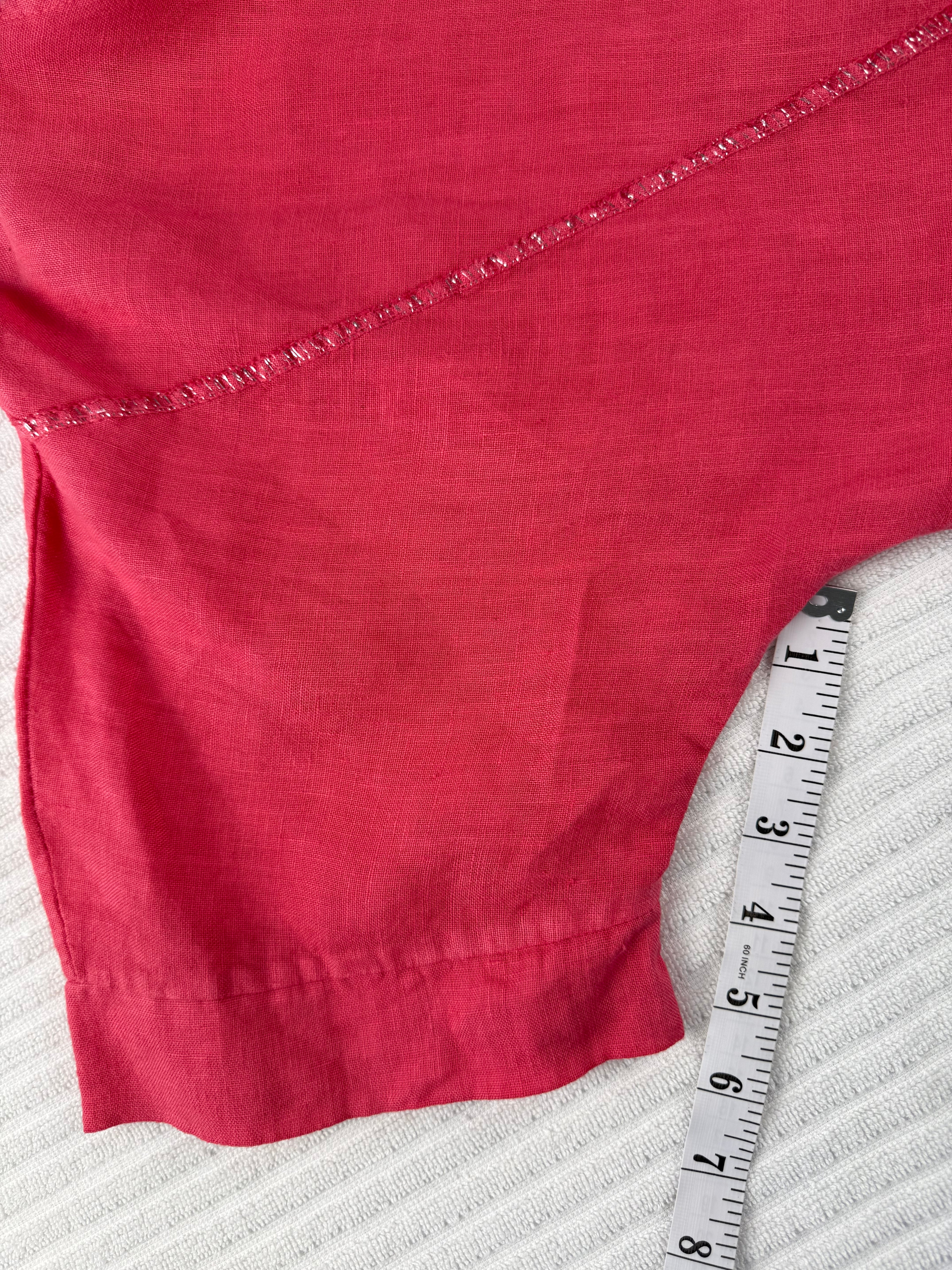 100% Linen Angela Mara  Made in Italy Linen Top | Size M at Blue Sparrow Shop measuring 6" sleeve