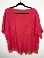 100% Linen Angela Mara  Made in Italy Linen Top | Size M at Blue Sparrow Shop  on hanger