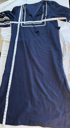 100% Linen J.Crew Embroidered Tunic Dress | Size S at Blue Sparrow Shop measuring 40" bust and 48" shoulder to hem