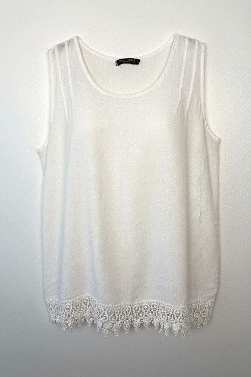 100% Linen Made in Italy Lungo L'Arno Sleeveless Top | Size L at Blue Sparrow Shop