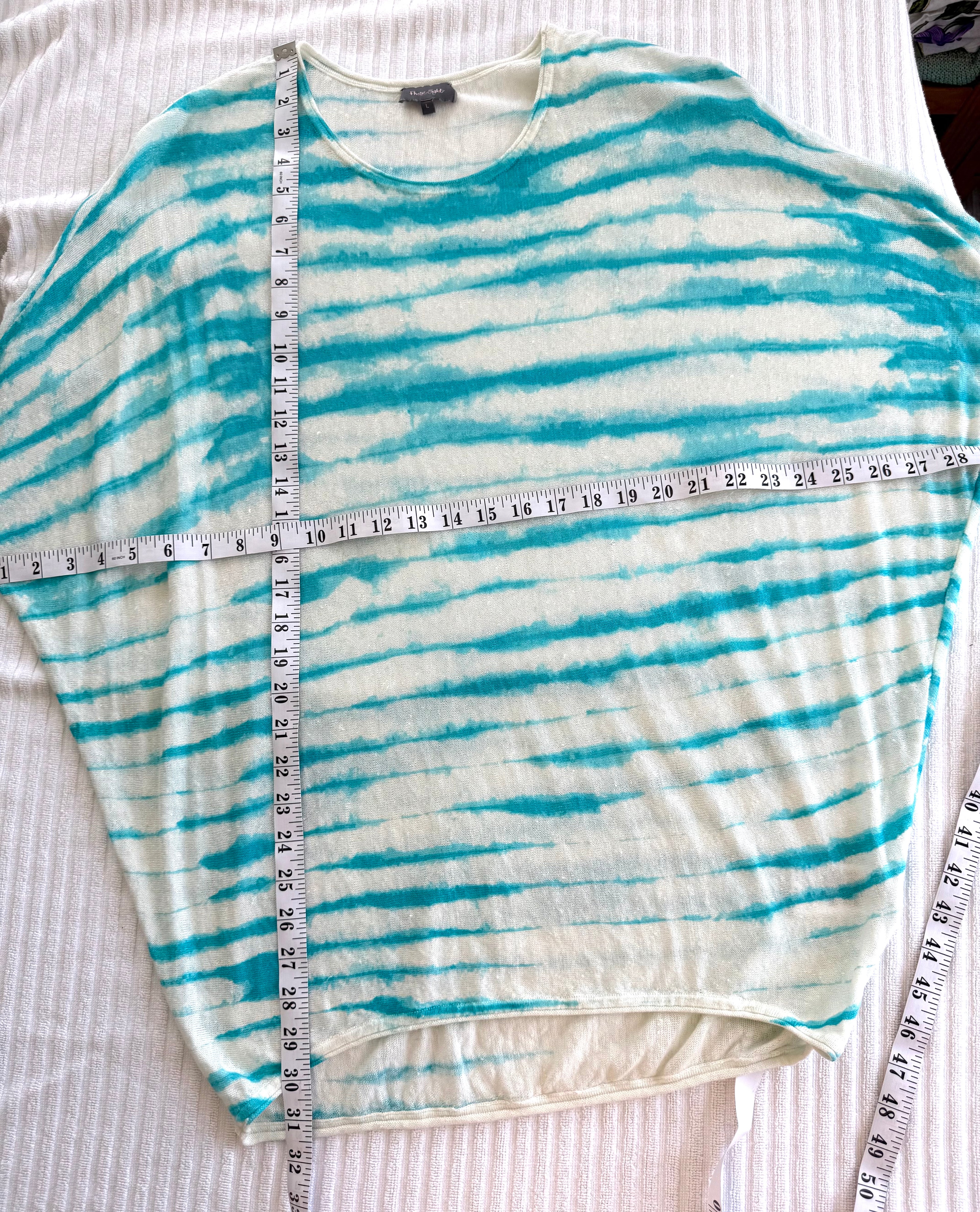 100% Linen Phase Eight Tie Dye Top | Coastal Grandmother | European Summer Style at Blue Sparrow Shop measuring 46" bust and 31" shoulder to hem 
