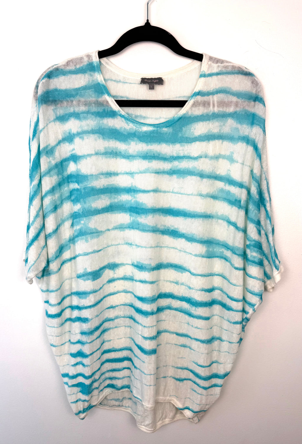 100% Linen Phase Eight Tie Dye Top | Coastal Grandmother | European Summer Style at Blue Sparrow Shop on hanger showing front of top