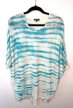 100% Linen Phase Eight Tie Dye Top | Coastal Grandmother | European Summer Style at Blue Sparrow Shop on hanger showing front of top