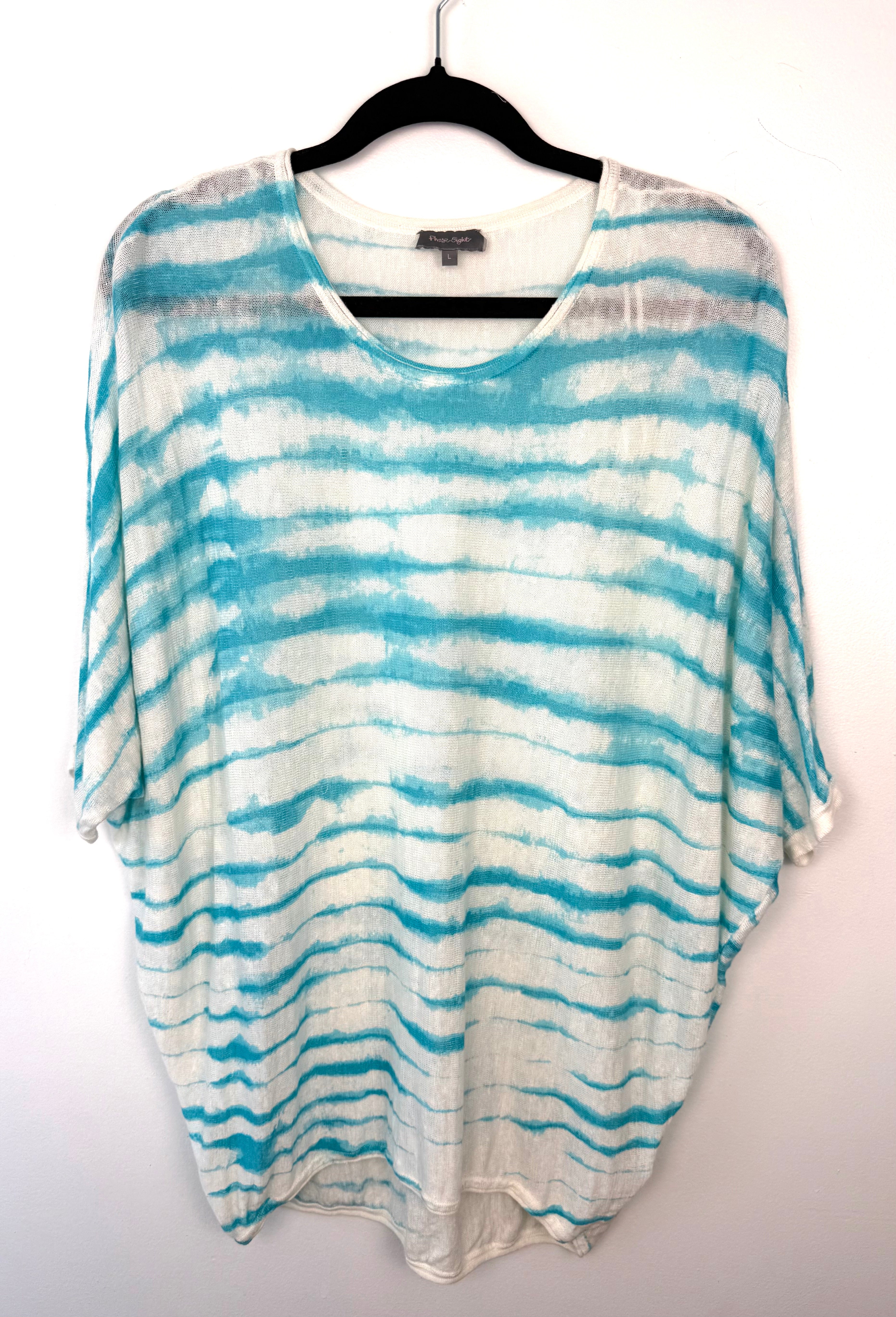 100% Linen Phase Eight Tie Dye Top | Coastal Grandmother | European Summer Style at Blue Sparrow Shop on hanger showing front of top