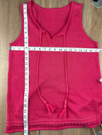 100% Linen Sleeveless Top | Size L at Blue Sparrow Shop measuring 34" bust and 25" shoulder to hem 