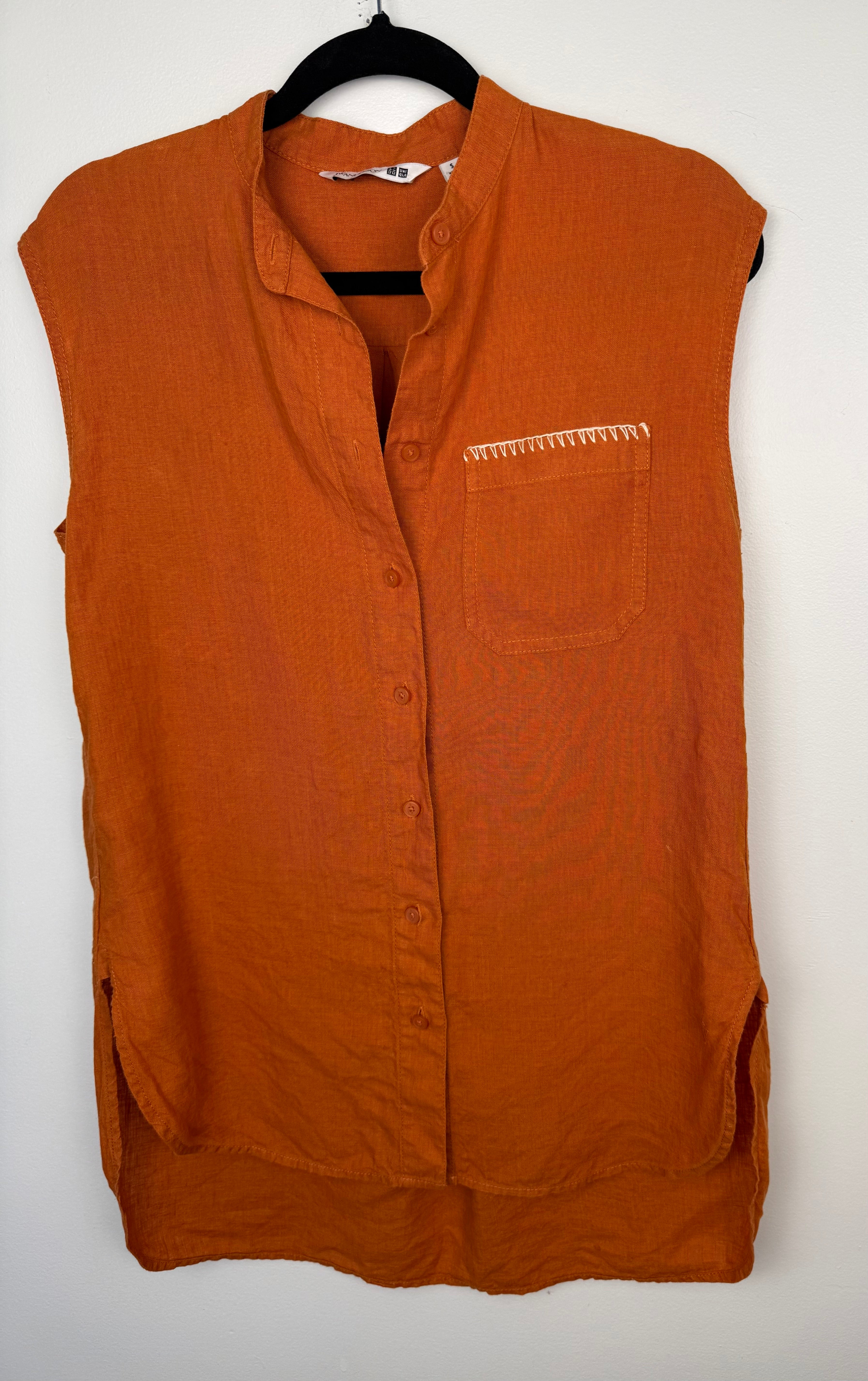 100% Linen Sleeveless Top | Vest | Size S at Blue Sparrow Shop