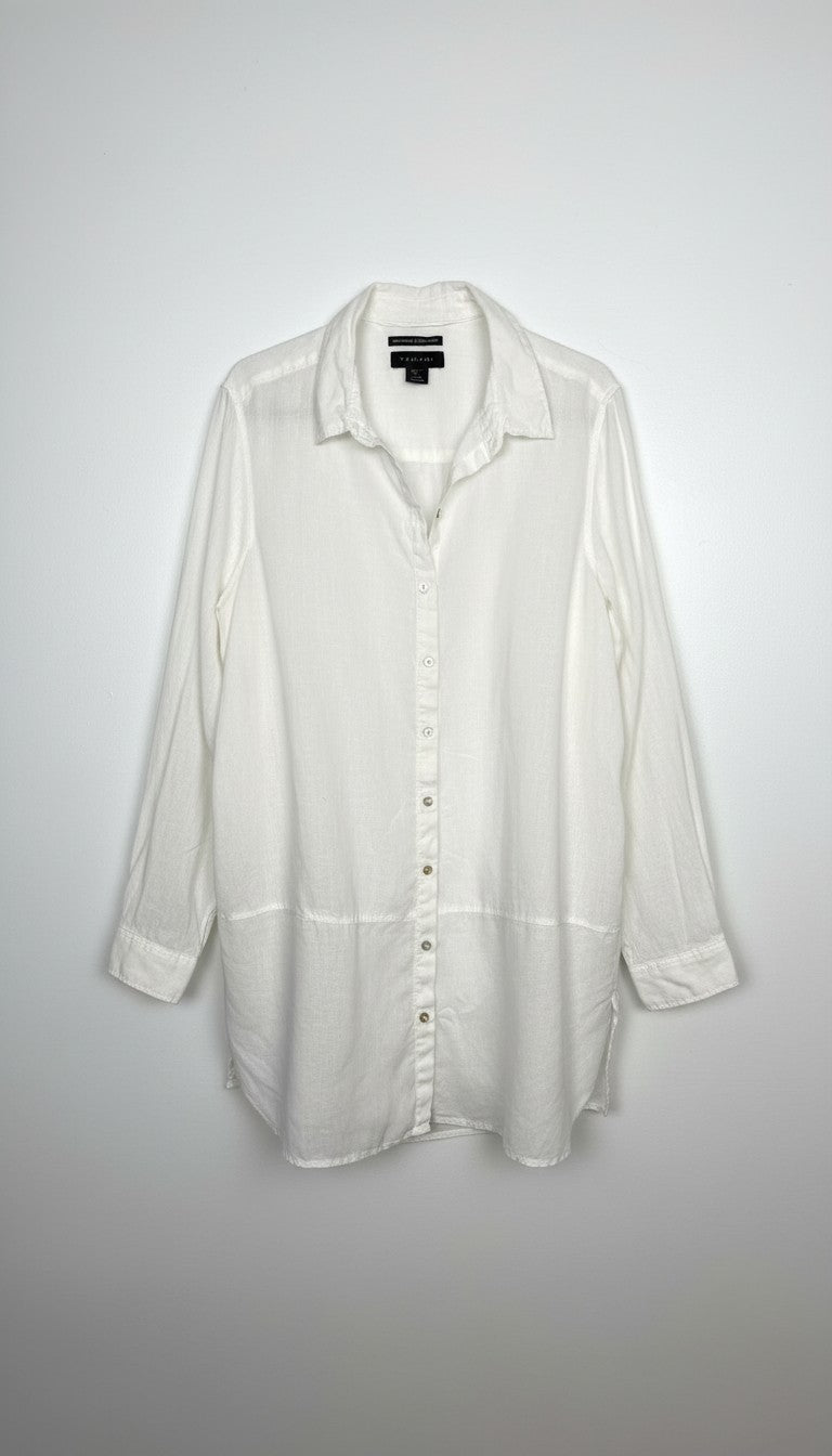 100% Linen Tahari Button-Down Tunic | XL  at Blue Sparrow Resale Shop Canada
