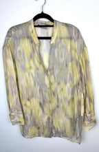 100% Linen Zara Abstract Print Shirt | XS at Blue Sparrow Shop on hanger
