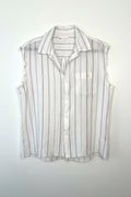 100% Linen Zara Sleeveless Button Front Top | Size M at Blue Sparrow Shop  on white background