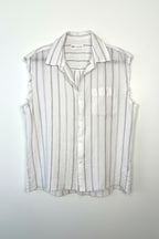 100% Linen Zara Sleeveless Button Front Top | Size M at Blue Sparrow Shop  on white background